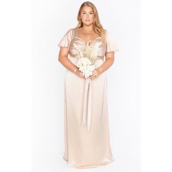 Show Me Your MuMu Dresses & Skirts - Show Me Your Mumu Weddings Rome Twist Gown Champagne Luxe Satin XXL NEW